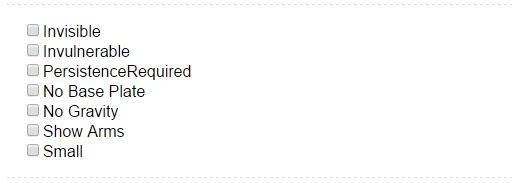 checkboxes for options