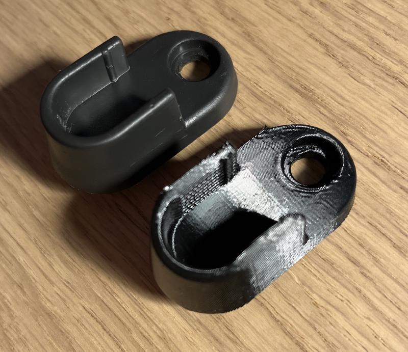 The printed and original part side by side