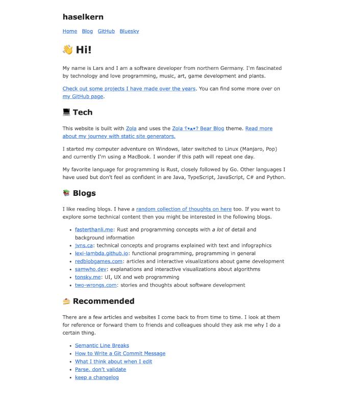 A clean website with a few emoji to spice things up