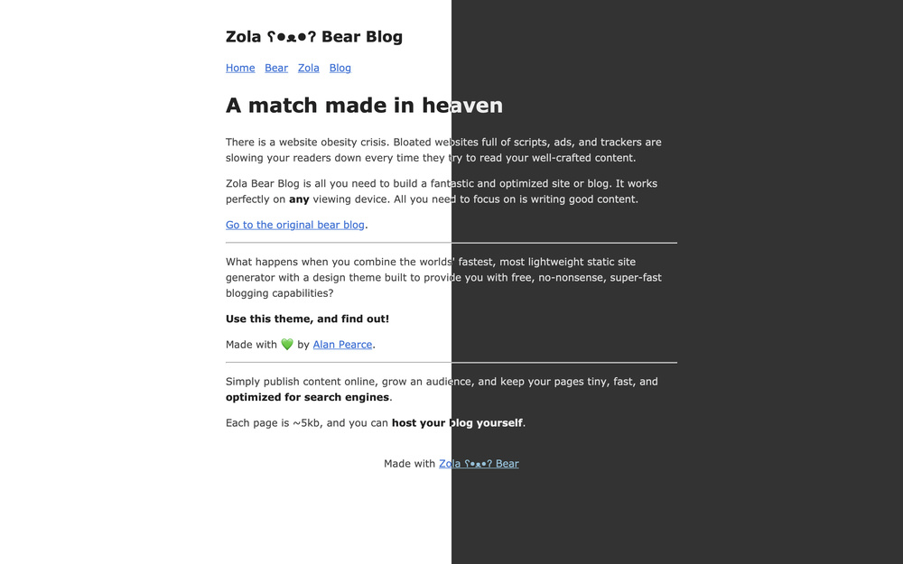 zola bear blog preview